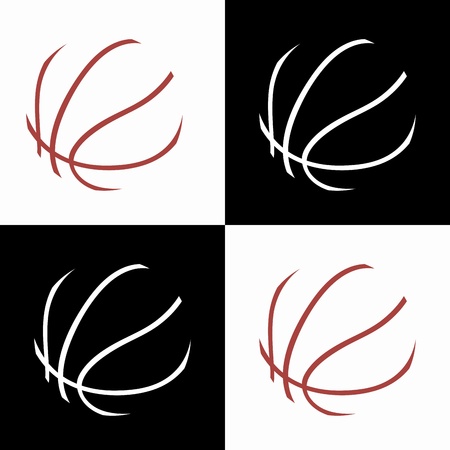 basketball ball abstract icons on white or black backgroundのイラスト素材