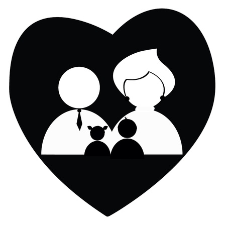 family icon in a heartのイラスト素材