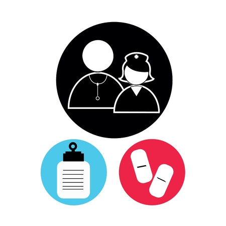 nurse and reverend icons on black circleのイラスト素材