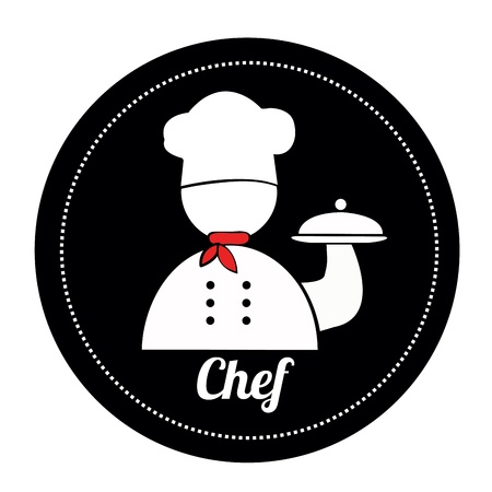 chef icon on black stampのイラスト素材