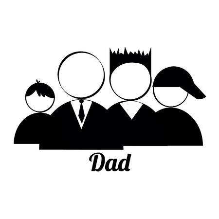 dad and sons icons on white backgroundのイラスト素材