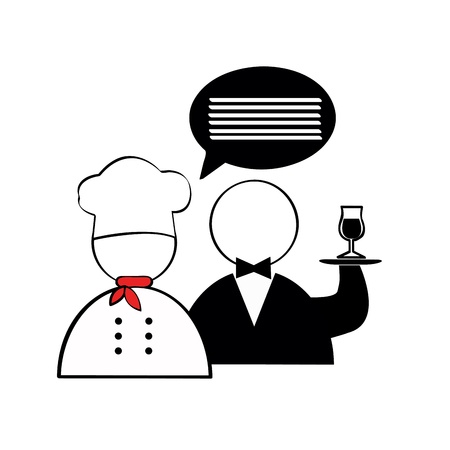chef and waiter icons on white backgroundのイラスト素材