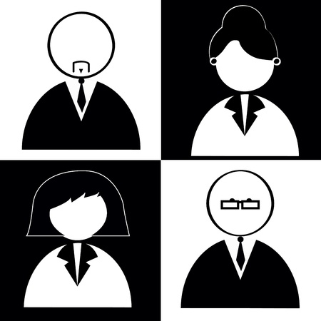 people icons on white or black squareのイラスト素材