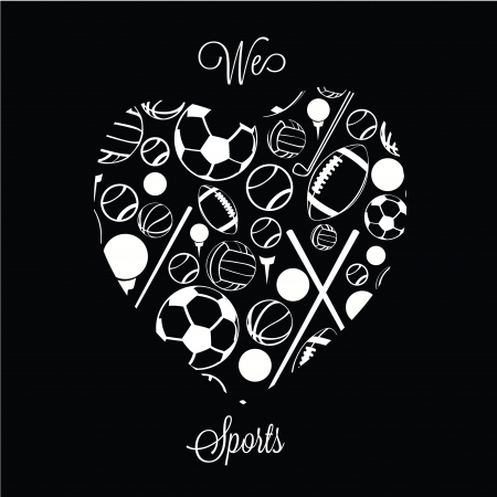 abstract sport heart on black backgroundのイラスト素材
