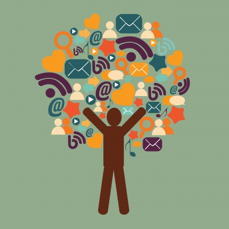 Social media icons on light green background のイラスト素材