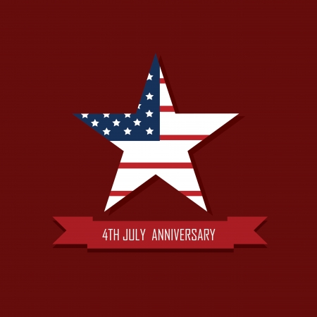 star with USA color flag on red backgroundのイラスト素材