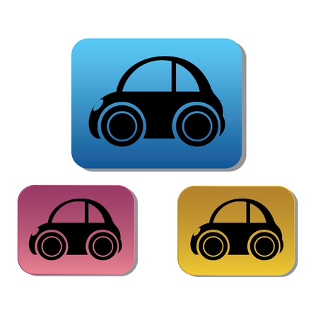 classic car icons in squares with different colorsのイラスト素材