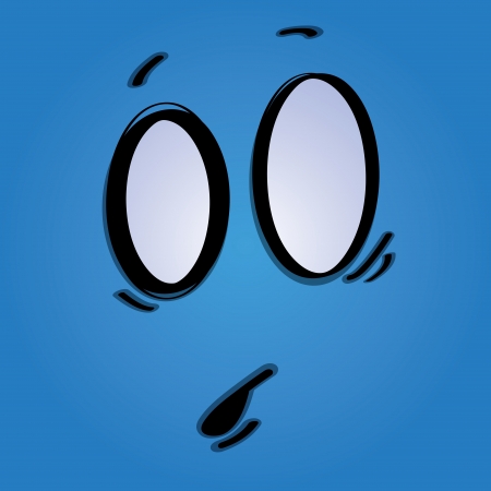 surprised face on blue backgroundのイラスト素材