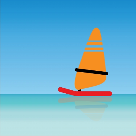 ship surfing in the distance of a seaのイラスト素材