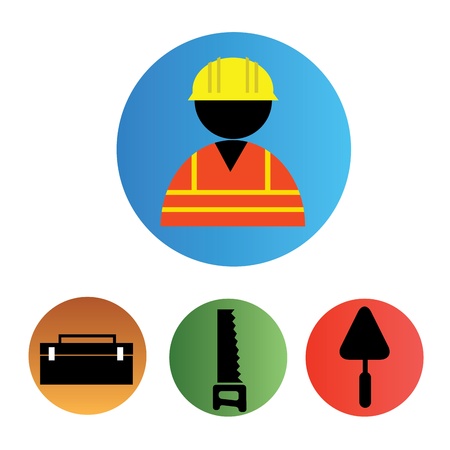 construction icons on circles with different colorのイラスト素材