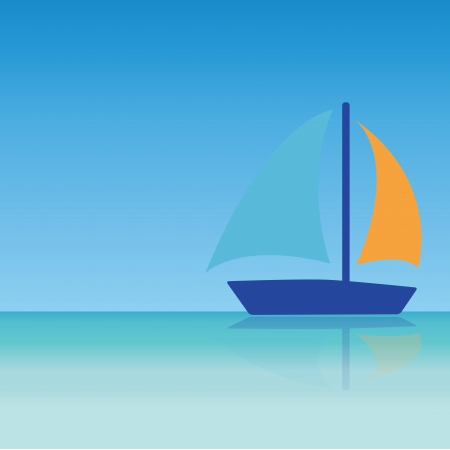 ship surfing in the distanceのイラスト素材