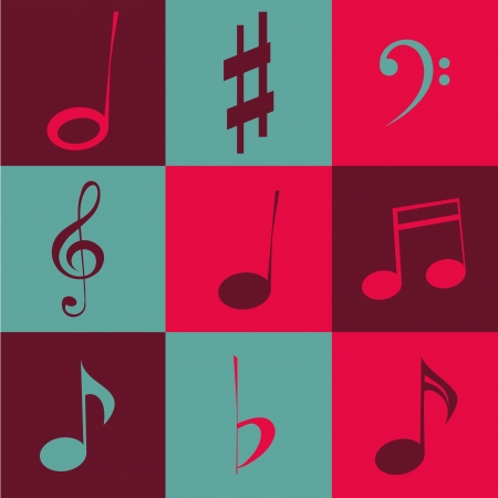 notes icons on squares with different colorのイラスト素材