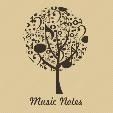 abstract music tree on light brown backgroundのイラスト素材