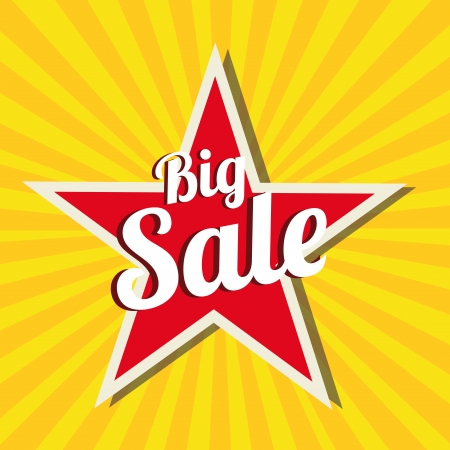 big sale star on yellow backgorundのイラスト素材