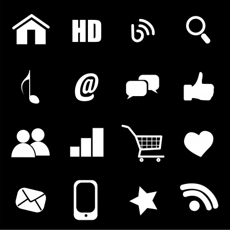 social media icons on black backgroundのイラスト素材
