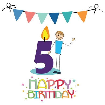 happy birthday card for five years celebrationのイラスト素材