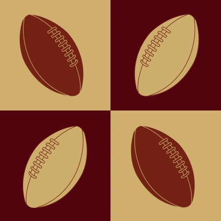football ball icons on red on light yellow squaresのイラスト素材
