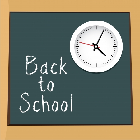 board with text back to the school and abstract clock on itのイラスト素材