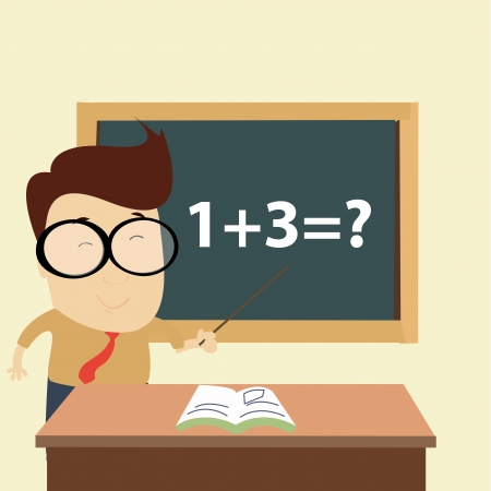 teacher and ecuation on board, vector illustrationのイラスト素材
