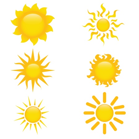 different sun icons on white backgroundのイラスト素材