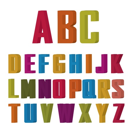 alphabet icons with different color on white backgroundのイラスト素材