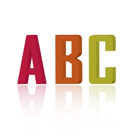 A, B and C letters on white background with shadow effectのイラスト素材