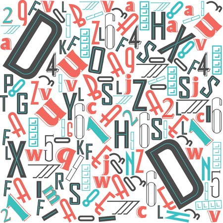 differents letters and numbers making a special alphabet and number backgroundのイラスト素材