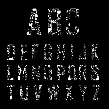 music abstract alphabet on black backgroundのイラスト素材