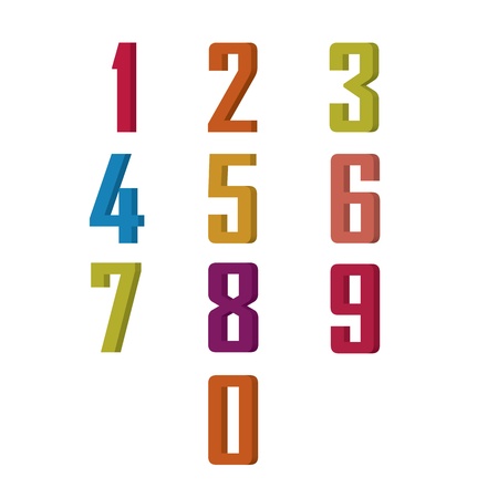 numbers with different color on white backgroundのイラスト素材