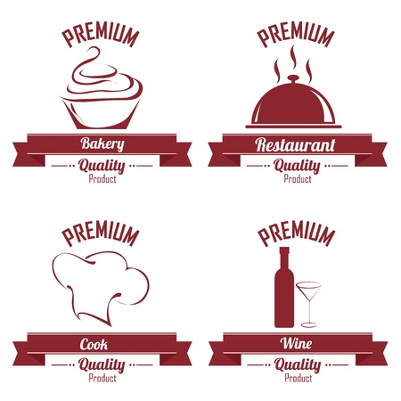 different restaurant labels on white backgroundのイラスト素材