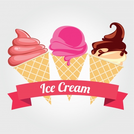 ice-creams on white backgroundのイラスト素材
