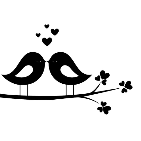 bird kiss on white backgroundのイラスト素材