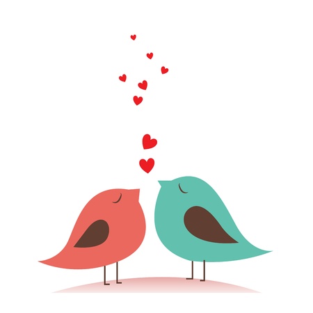 two birds in love on white backgroundのイラスト素材