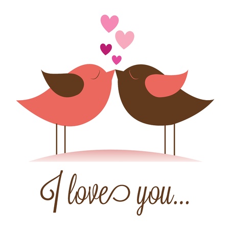 two birds in love on white background, vector illustrationのイラスト素材