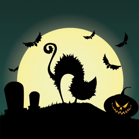 abstract cat silhouette on special halloween backgroundのイラスト素材