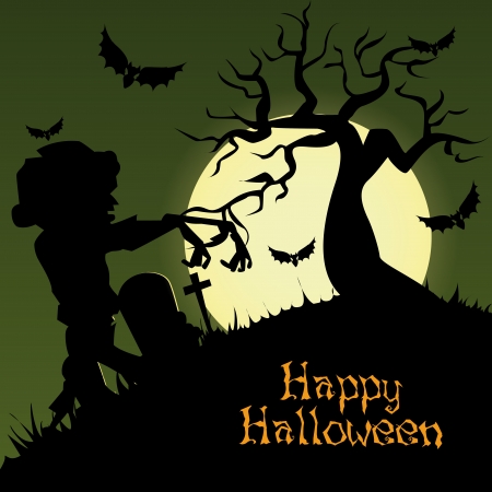 abstract zombie silhouette on special halloween backgroundのイラスト素材