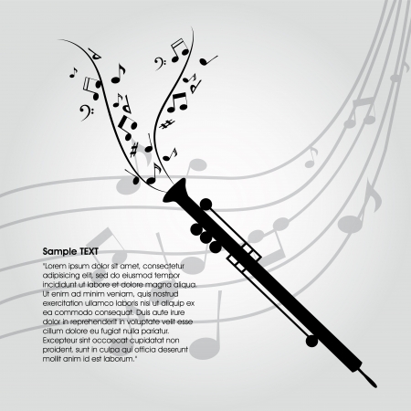 abstract clarinet silhouette on special music backgroundのイラスト素材