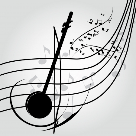 abstract berimbau on music score on special music backgroundのイラスト素材