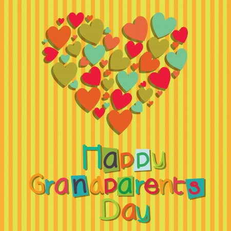 happy grandparents day with an abstract big heart on special yellow backgroundのイラスト素材