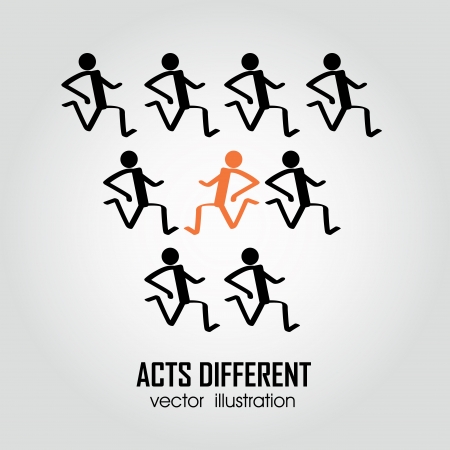 different person running in the same direction and one running in different directionのイラスト素材