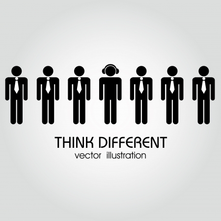 different people wearing the same clothing and one wearing different clothingのイラスト素材