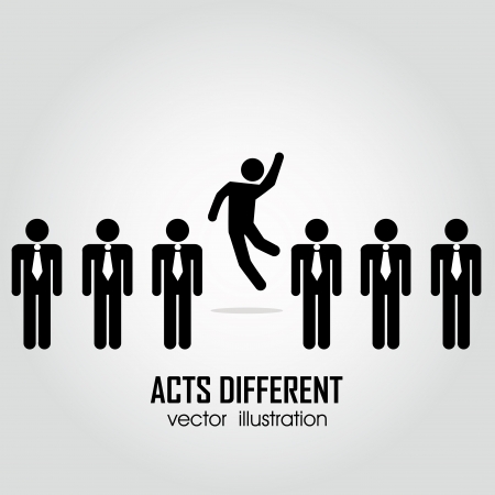 one person acting different in a group on people on white backgroundのイラスト素材