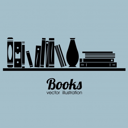 abstract books in a shelf on blue backgroundのイラスト素材