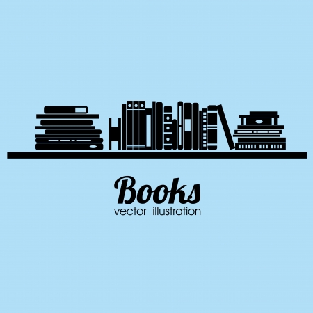 abstract books on abstract shelf on blue backgroundのイラスト素材
