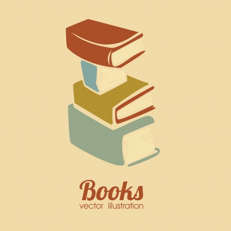 abstract Books on yellow background, vector illustrationのイラスト素材