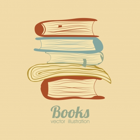 abstract different books on light yellow backgroundのイラスト素材