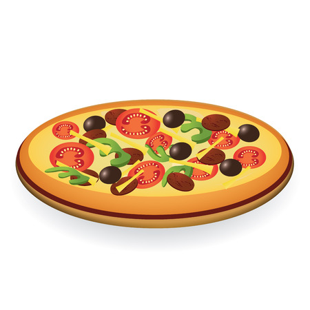 abstract delicious vegetarian pizza on white backgroundのイラスト素材