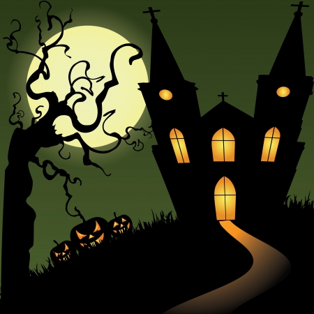abstract halloween background with different terror objectsのイラスト素材