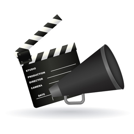 abstract cinema symbols with shadow effect on white backgroundのイラスト素材