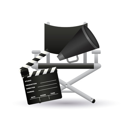 abstract cinema symbols with shadow effect on white backgroundのイラスト素材